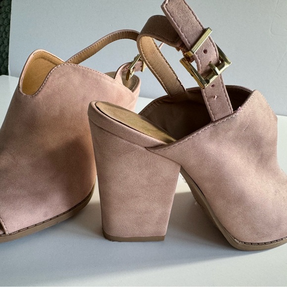 Chunky Heels, Qupid,Pale Pink Suede, 6, Open Toed NWOT - Picture 4 of 5